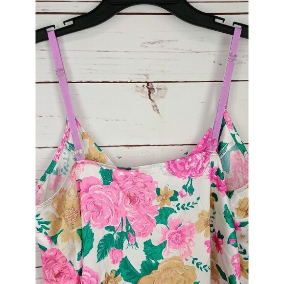 FREE PEOPLE Intimately Handkerchief Hem Floral Satin Cami Tank Sz Small‎ NWOT - Picture 4 of 10